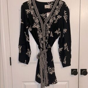 Black and Beige Floral Romper NWOT